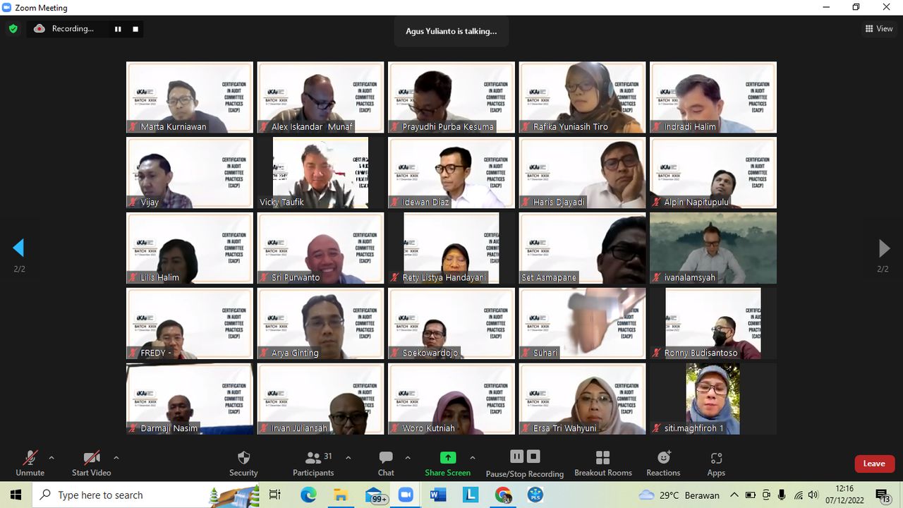 CACP Review Course Batch XXIX – 6 s/d 7 Desember 2022