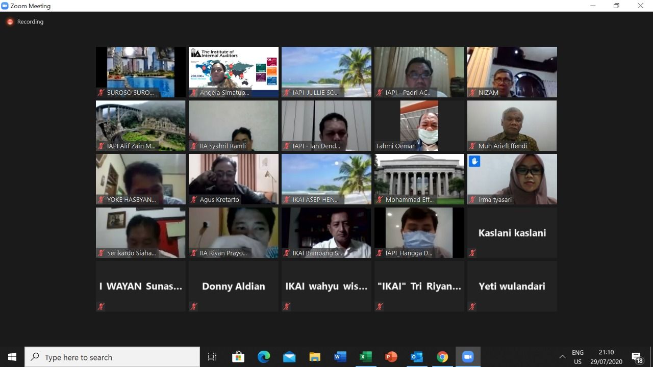 Diskusi Panel IIA Indonesia, IKAI dan IAPI tanggal 29 Juli 2020