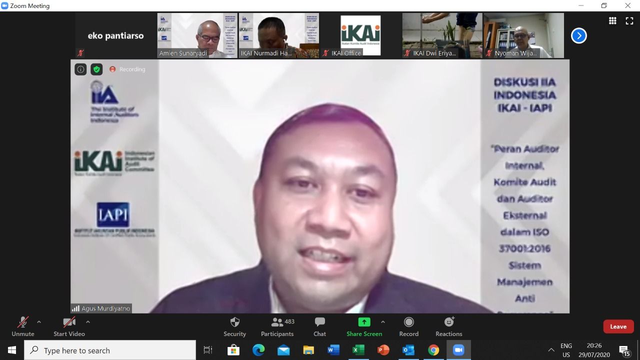 Diskusi Panel IIA Indonesia, IKAI dan IAPI tanggal 29 Juli 2020