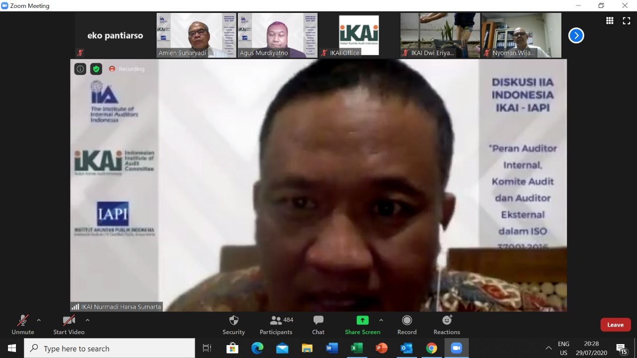 Diskusi Panel IIA Indonesia, IKAI dan IAPI tanggal 29 Juli 2020