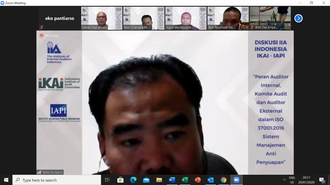 Diskusi Panel IIA Indonesia, IKAI dan IAPI tanggal 29 Juli 2020