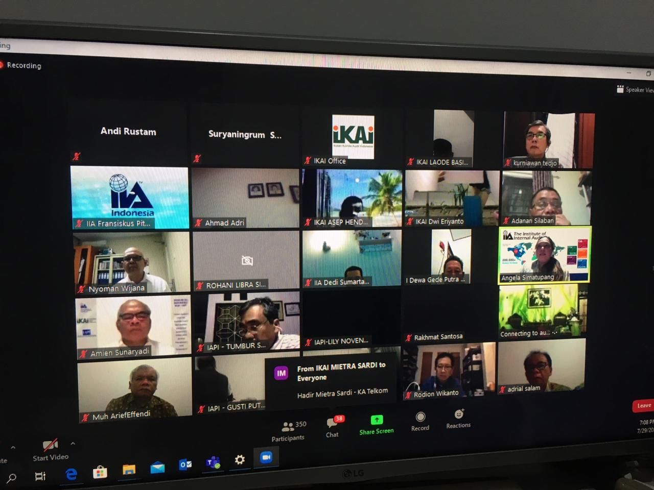 Diskusi Panel IIA Indonesia, IKAI dan IAPI tanggal 29 Juli 2020