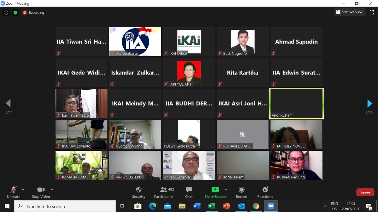 Diskusi Panel IIA Indonesia, IKAI dan IAPI tanggal 29 Juli 2020