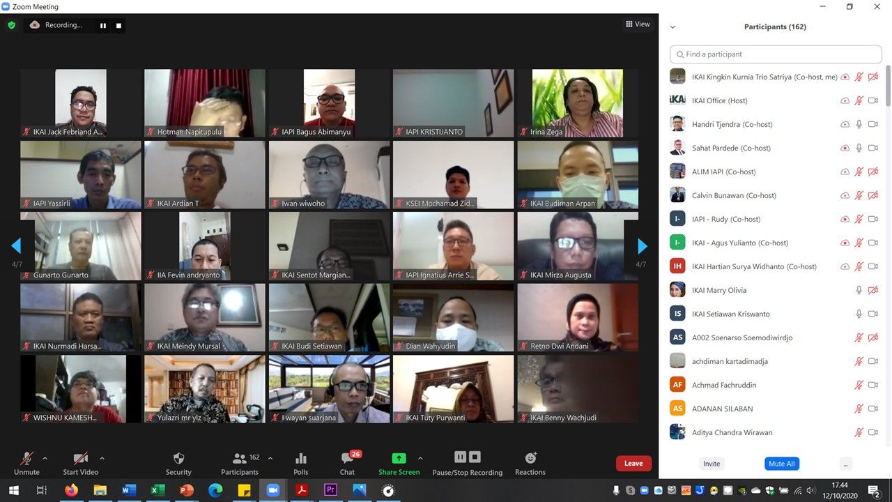 Diskusi Panel IKAI-IAPI tanggal 12 Oktober 2020