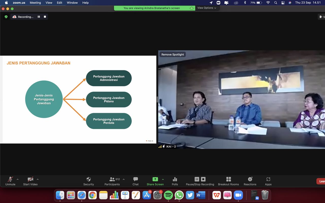 Webinar “Tanggung Jawab Komite Audit Saat Perseroan Tersangkut Masalah Hukum Terkait Laporan Keuangan” tanggal 23 September 2021