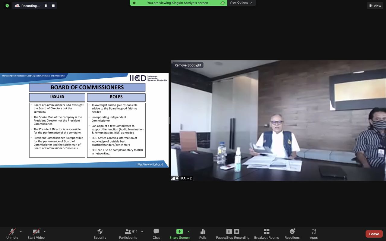 Webinar “Tanggung Jawab Komite Audit Saat Perseroan Tersangkut Masalah Hukum Terkait Laporan Keuangan” tanggal 23 September 2021