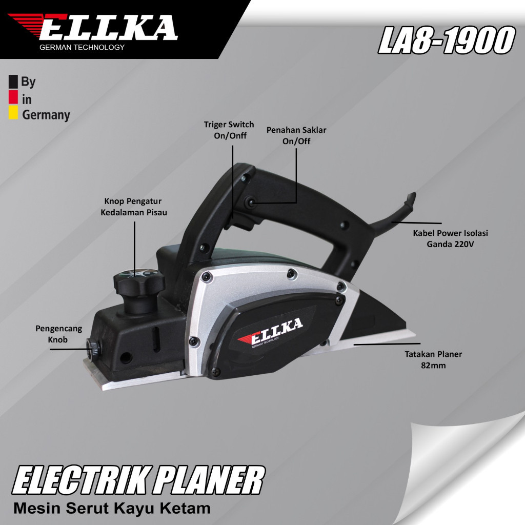 Ellka LA8-1900 Mesin Serut Kayu - Hitam